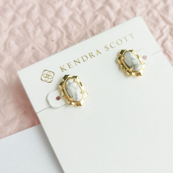 Kendra Scott Piper White Howlite Stud Earrings - Picture 2 of 3